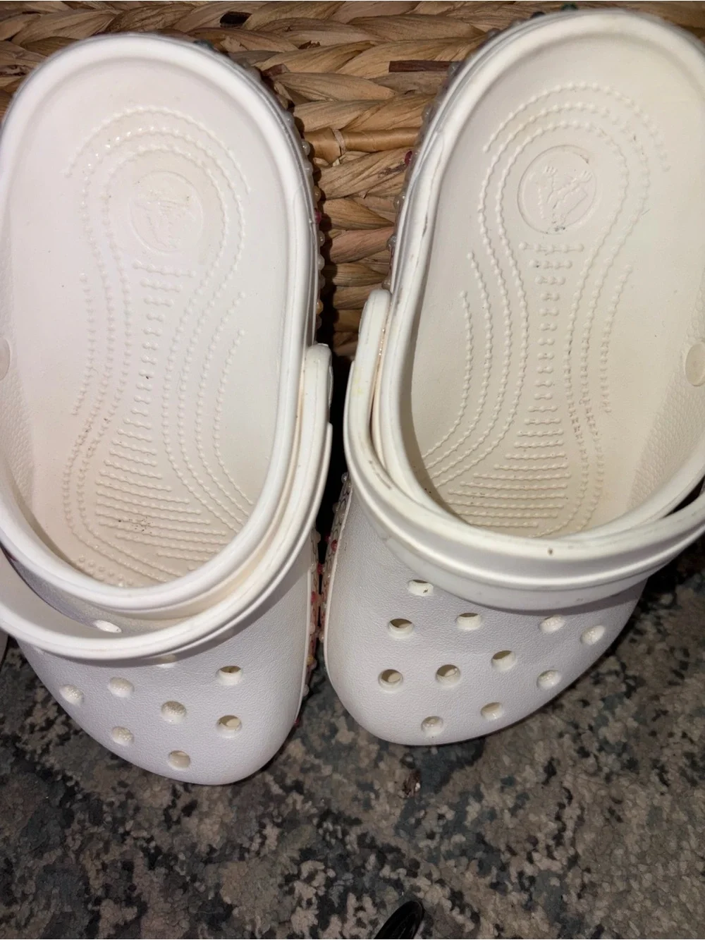 CROCS Kids White Clog with Multicolor Floral Trim
